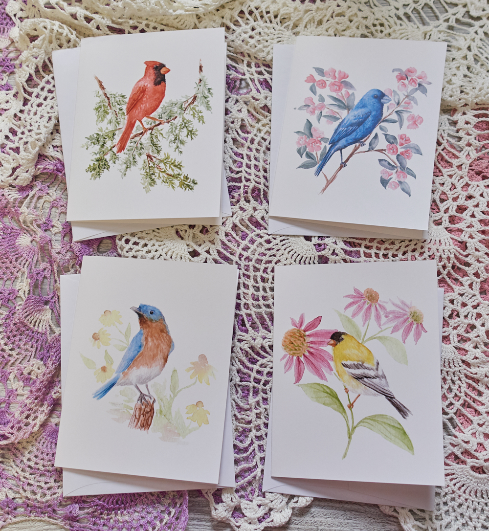 Watercolor Songbirds Greeting Cards